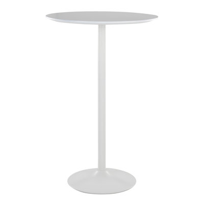 Table contemporaine transformable en table à manger ou en bar, en métal blanc et bois blanc.