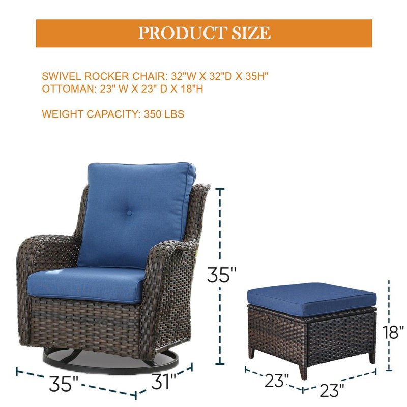 Chaise d'extérieur Elga, Brun, Bleu