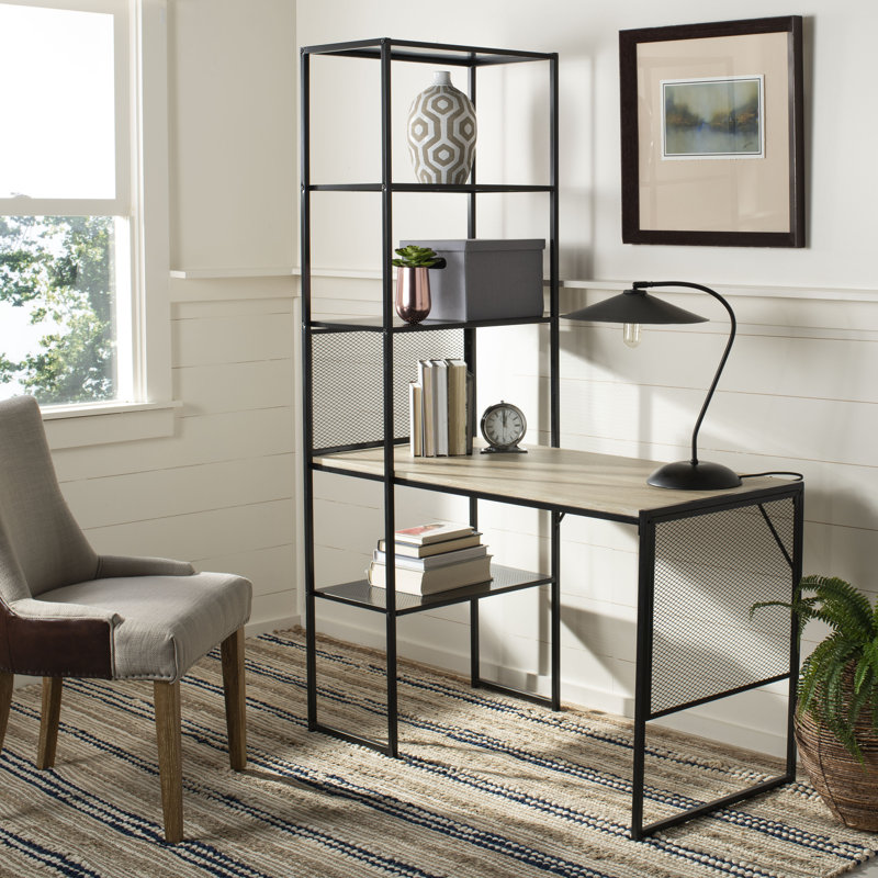 Blonde Metal Base Writing Desk