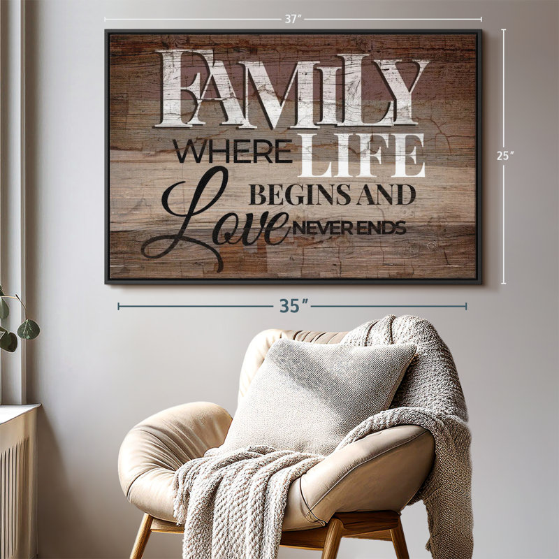 Inspirant et typographique «Family Life Quote Typographie», H 37 po x l 25 po