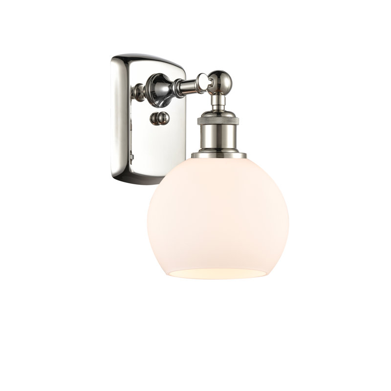 Shauna Armed Sconce, Matte White, LED, Polished Nickel