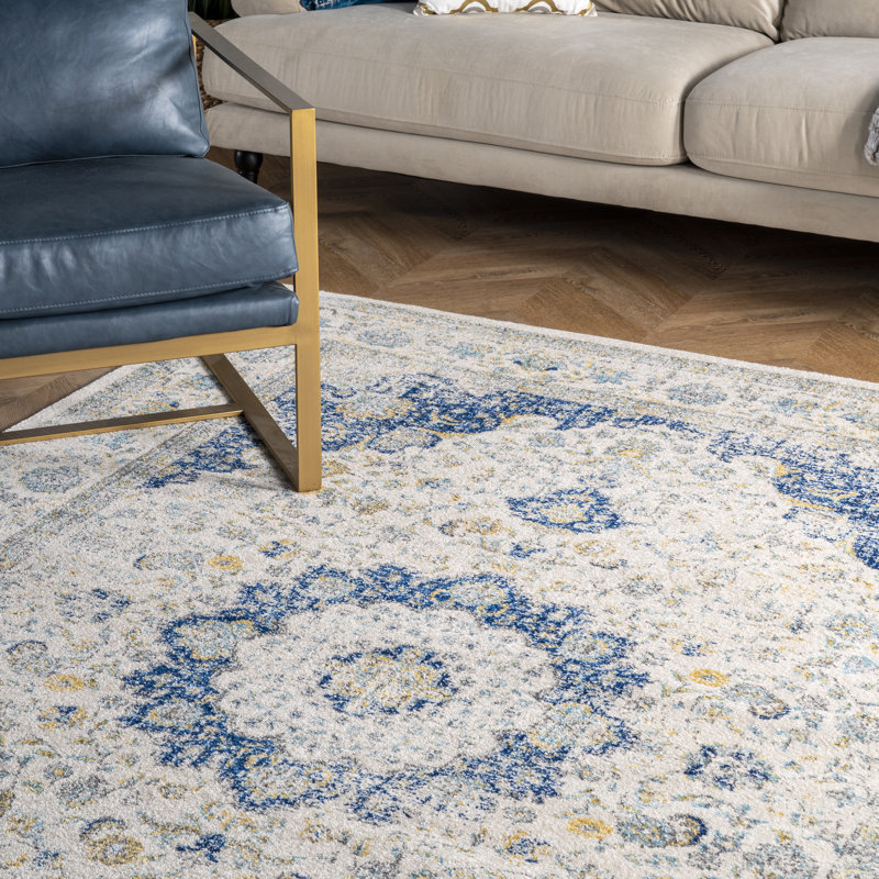 Juliea Distressed Medallion Oriental Power Loom Performance Rug, Runner 2'8" x 12'