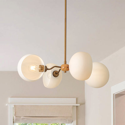 Nordic 4-light Adjustable Glass Shade Chandelier