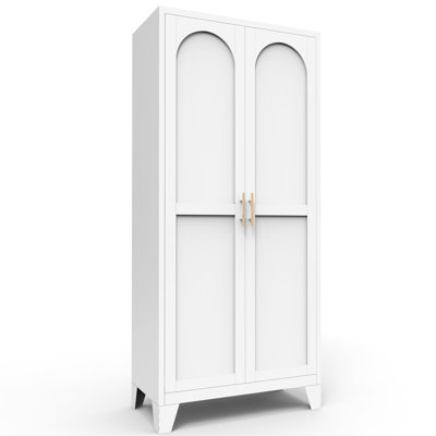 White 61'' Steel Storage Cabinet With Adjustable Shelves For Living Room, Bedroom And Office - Scratch Exterior, Simple Assembly Metal 2 Shapely Doors In Kitchen, Rust Proof Material Build, Ample