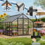 Polycarbonate Greenhouse 8 x 12FT, 244 x 366 cm Large Walk-In Grow House with Lockable Door & Ajustable Roof Vent, Aluminium Frame Green House with Rain Gutters for Plants, Patio, Backyard.
