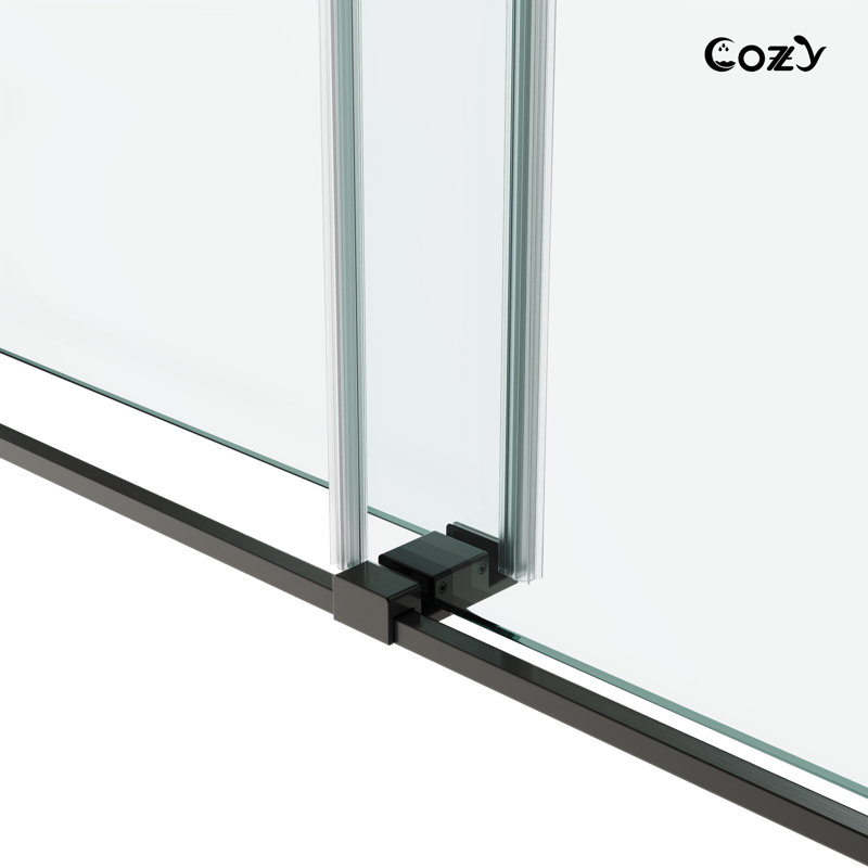 68-73" W X 60" H Frameless Double Sliding Tub Door, Matte Black