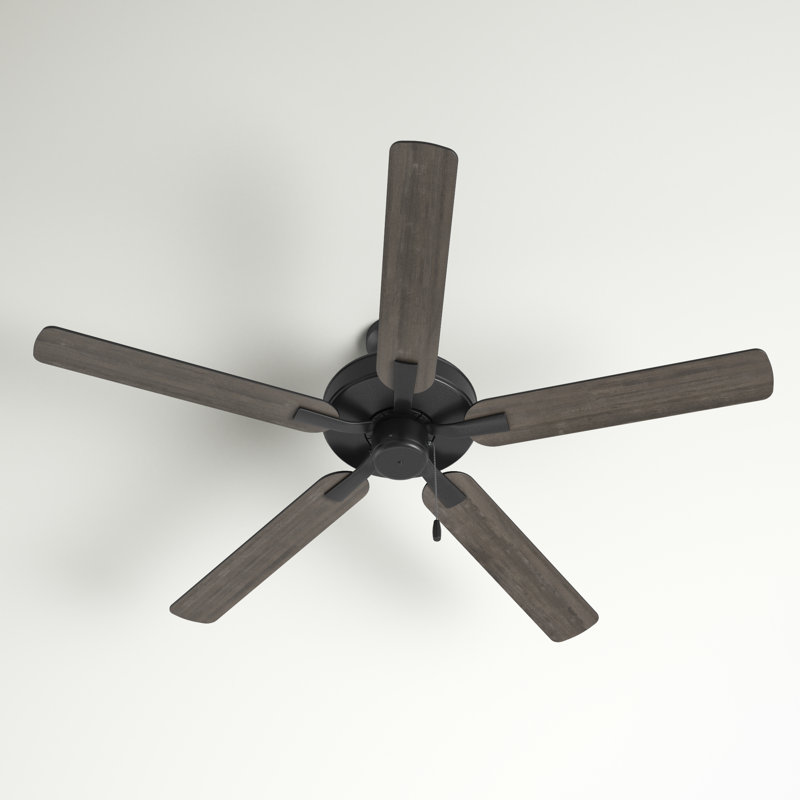  Ventilateur de plafond standard de 5 pales de 52 pouces avec chaînette, Noir mat