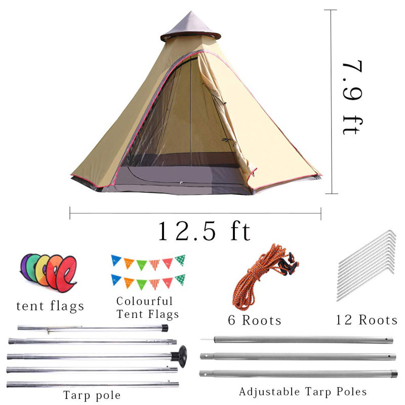 Tente de camping pour 6 personnes Dome, Jaune