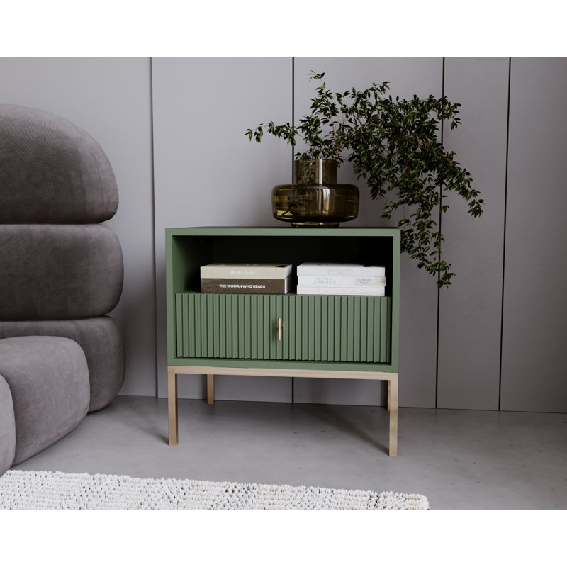 MAGGIORE 54cm W Bedside Table, Green/Gold