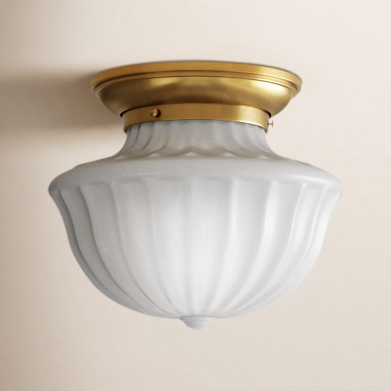 Dutchess 1 - Light Semi Flush Mount, 7.5" H x 9" W, Aged Brass