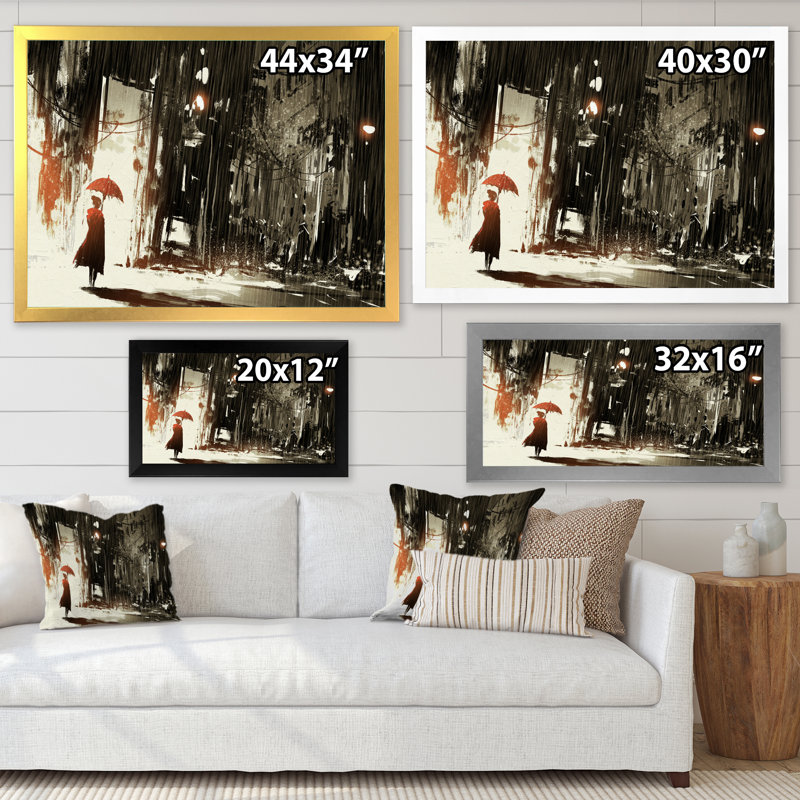 «Video Lonely Woman In City», œuvre vidéo moderne sur toile, Cadre photo noir, H 8 po x l 12 po x P 1 po