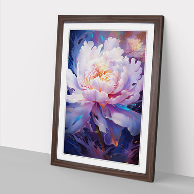 Peony Flower Futurism - Single Picture Frame Print on Wood