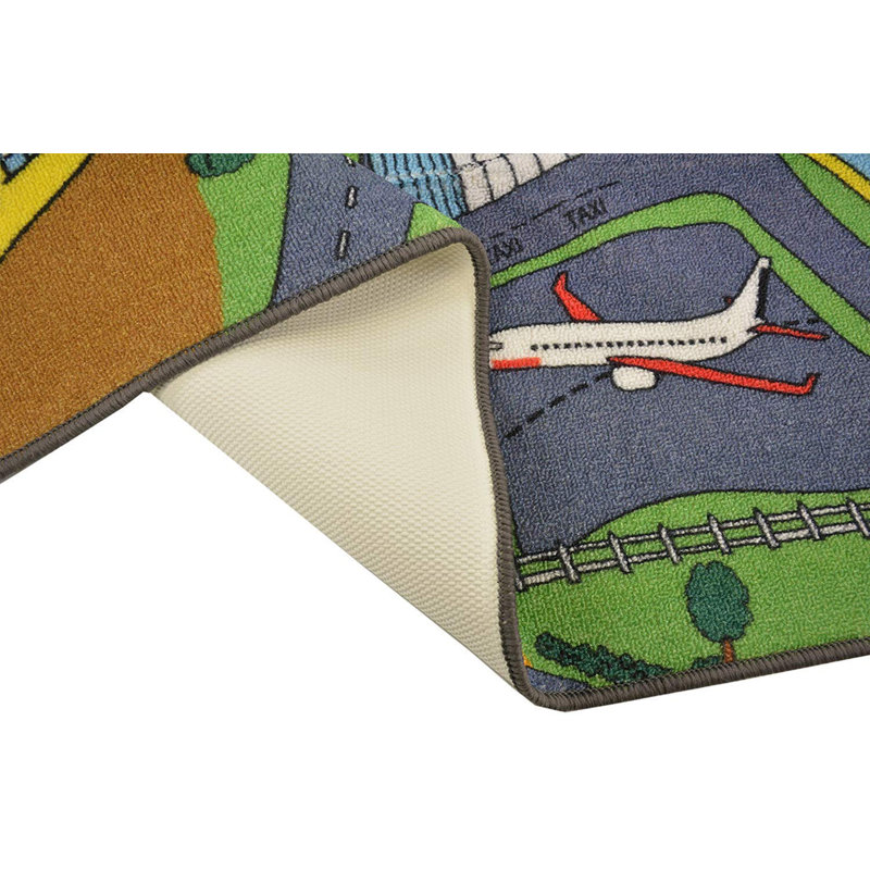 Stimpson Tufted Gray/Green/Red Area Rug, Rectangle 4'11" x 6'7"