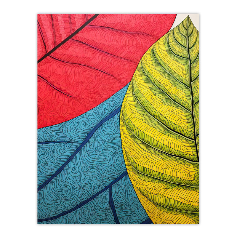 Wall Art Print Close Up Leaves Gond Painting Style Artwork Poster