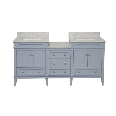 Frankfurt 72'' Double Bathroom Vanity with Carrara Marble Top