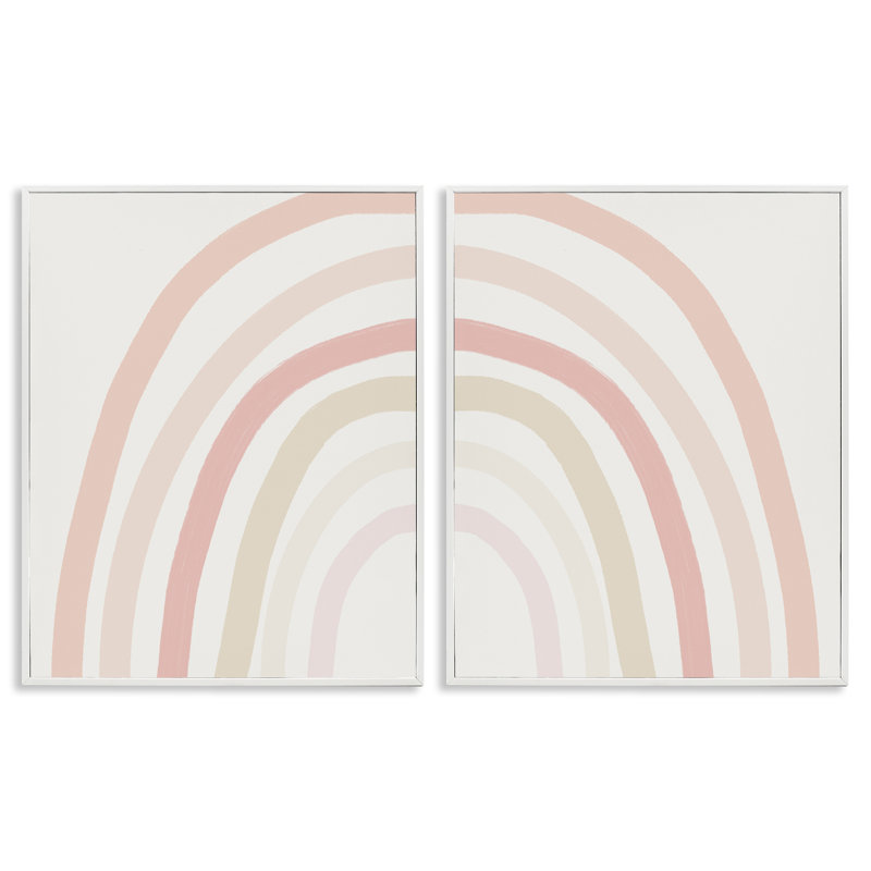 Ensemble de 2 giclées encadrées pour enfants en forme d'arc-en-ciel pastel pour enfants par Leah Straatsma, H 20 po x l 16 po