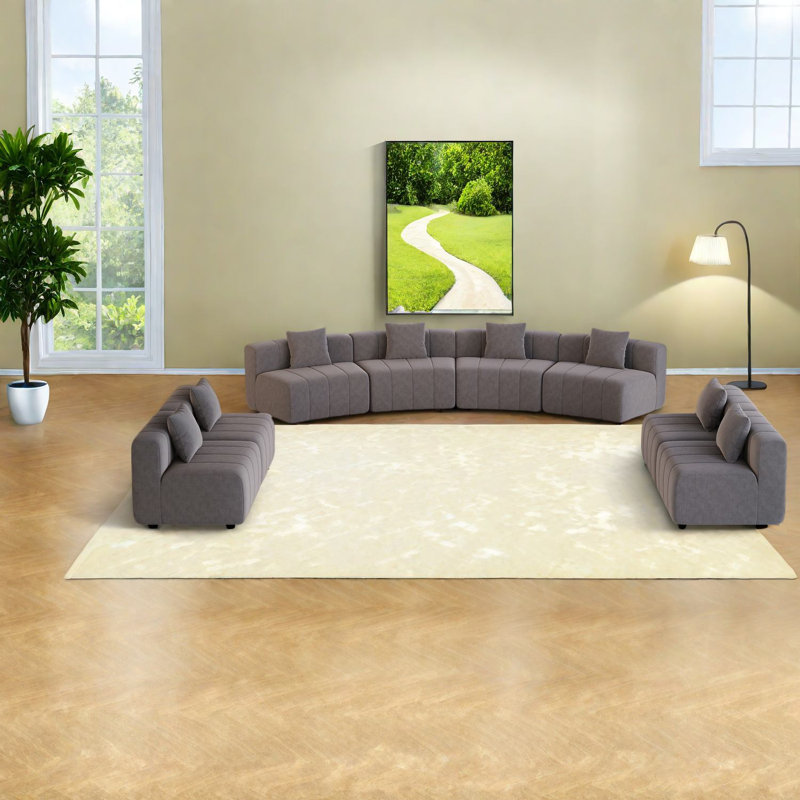Elegant Grey Chenille Sectionals Sofa, Modern Modular Design For Home