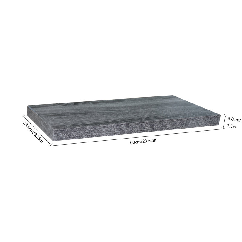 Tablette flottante Alcera en bois récupéré, Chêne noir, H 1,5 po x l 23,62 po x P 9,25 po