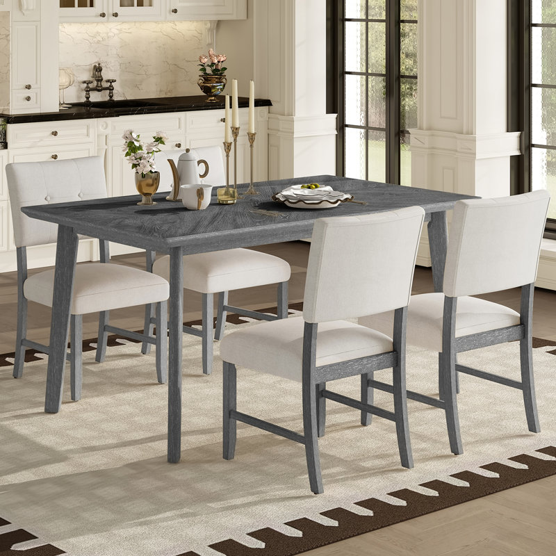 Chaffins 5 pièces avec table rectangulaire et 4 chaises, Gris