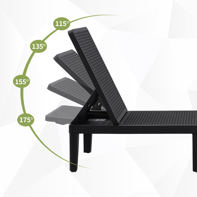 Patioflare Outdoor Lounge Chair, Black, Black
