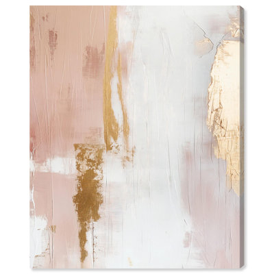 Lueur dorée sur toile rose, ton de terre abstrait par Art Remedy