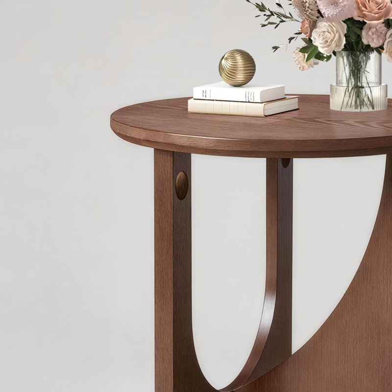 Table d'appoint ovale 100 % bois massif, table basse rustique naturelle aux coins arrondis, idéale pour le salon ou le balcon, 48,5 cm de largeur, profondeur et hauteur adaptées au bureau