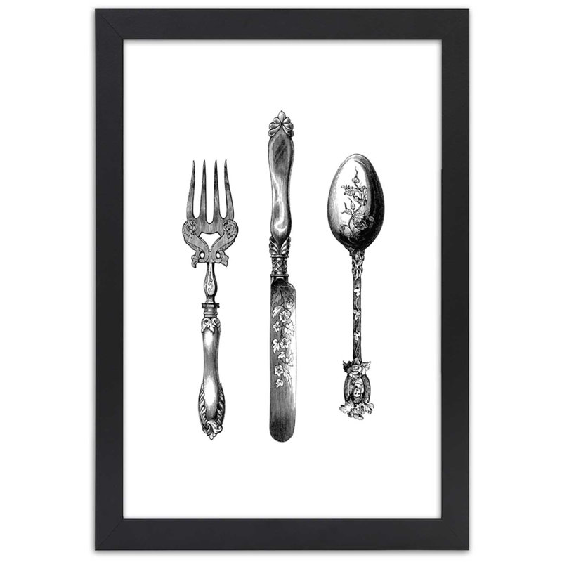Rustic Cutlery - Single Picture Frame Print, Black, 100cm H x 70cm W
