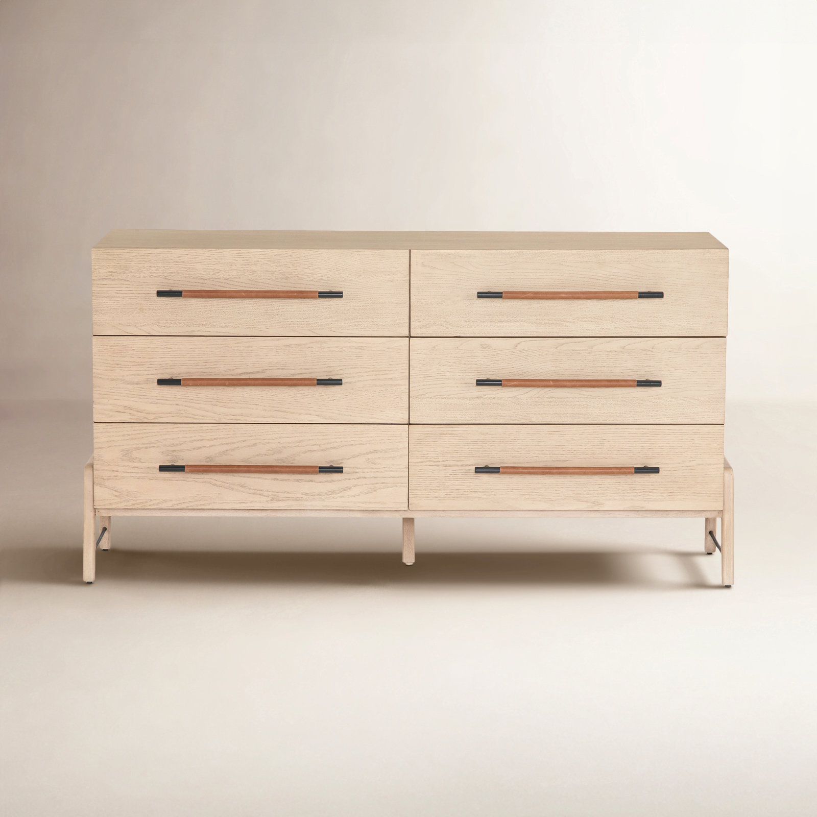 Karsten 6 Drawer 62.5" W Double Dresser, Yucca Oak