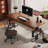 Nut-brown Rectangular Solid Wood Writing desk-139815681