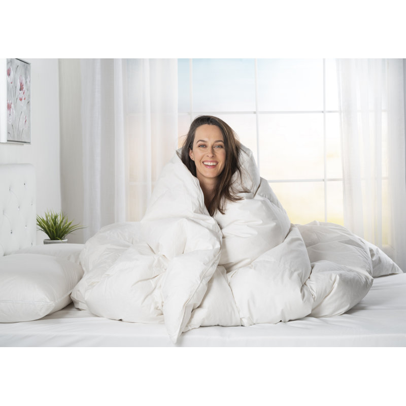 Twin White Cotton Goose Down Comforter with Corner Tabs