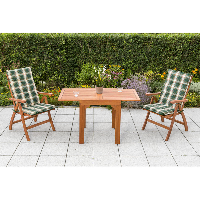 Colletti 2 - Person Wood Patio Dining Set with Rectangular Table , Cushions Included