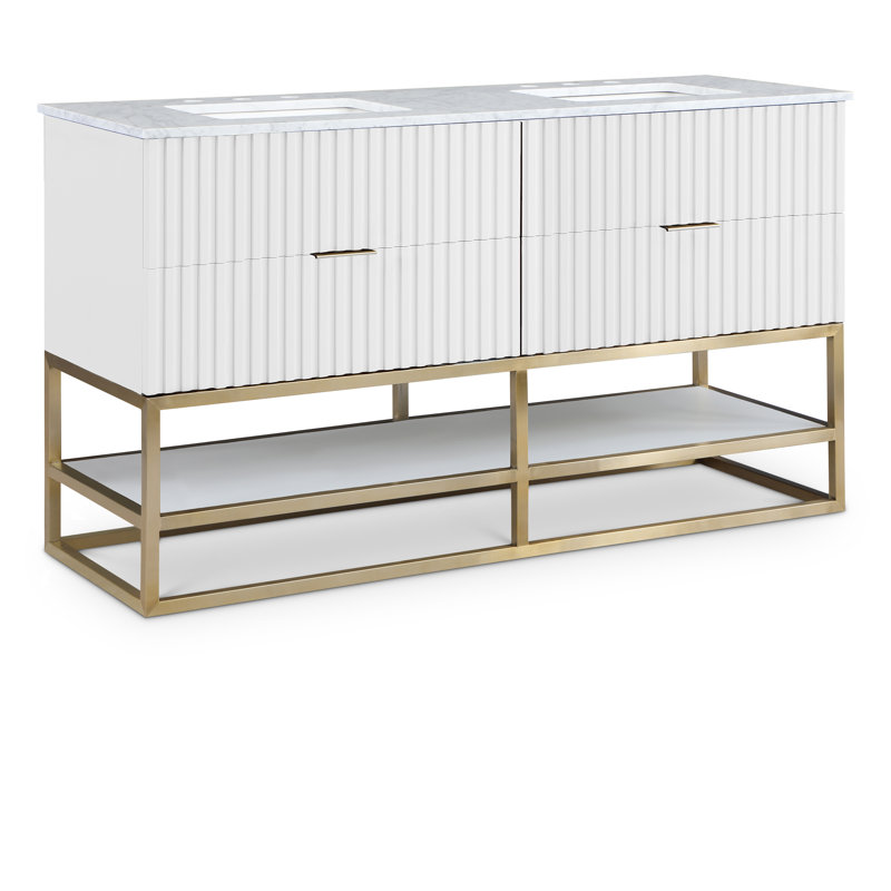 Ensemble de meuble-lavabo double 60 po Kleier, Blanc