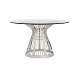 Ariana Riviera Stainless Dining Table with Glass Top