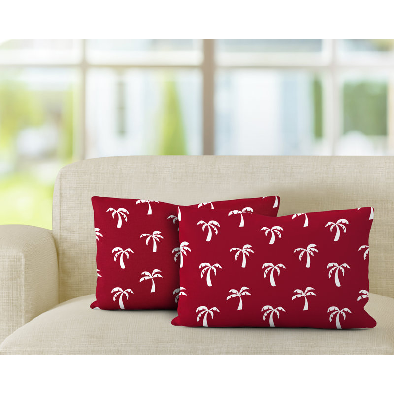 Polyester / Mélange de polyester Housse de coussin rectangulaire intérieure / extérieure lombaire et insert, Rouge