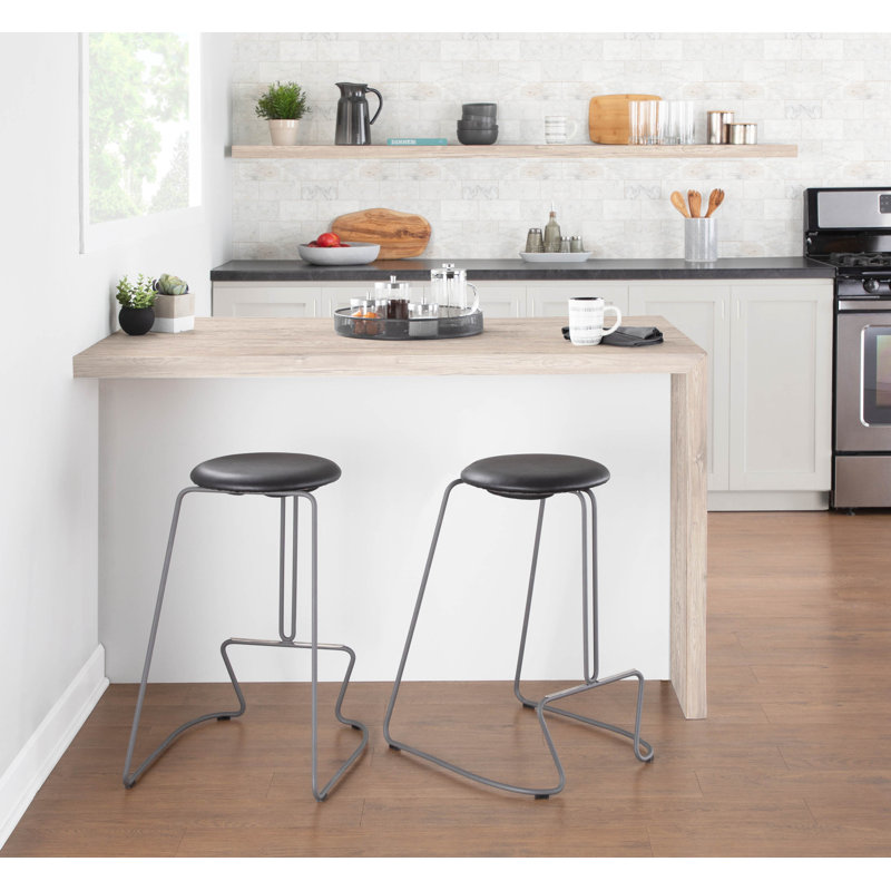 Tabouret de comptoir 25,75 po, Noir, Gris