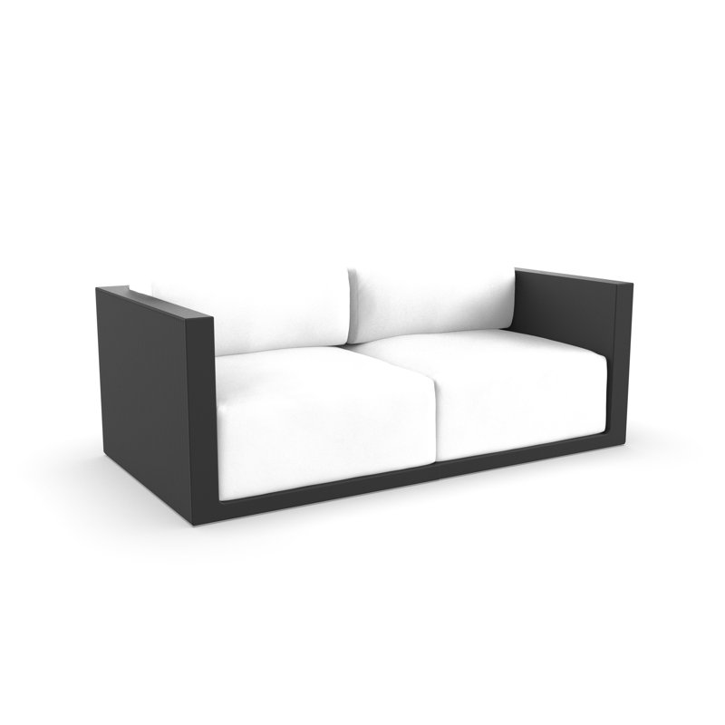 Causeuse d'extérieur avec coussins 78,5 po Gatsby, Taupe nautique, Blanc