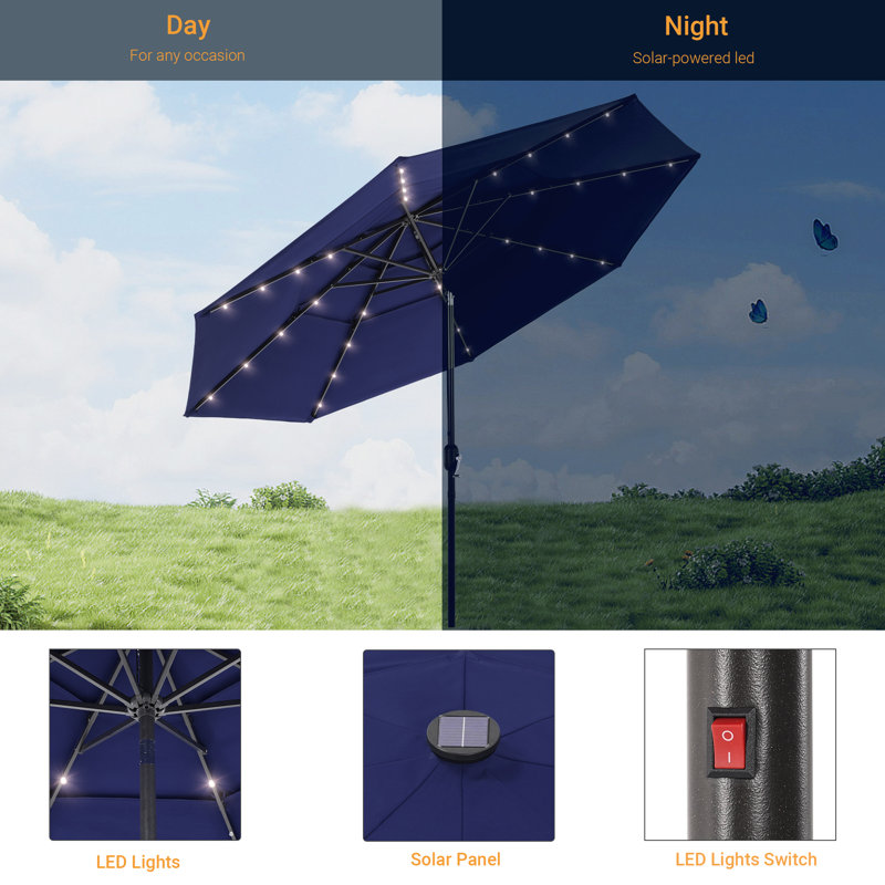 Parasol de marché lumineux 120,1 po Rudalph, Marine