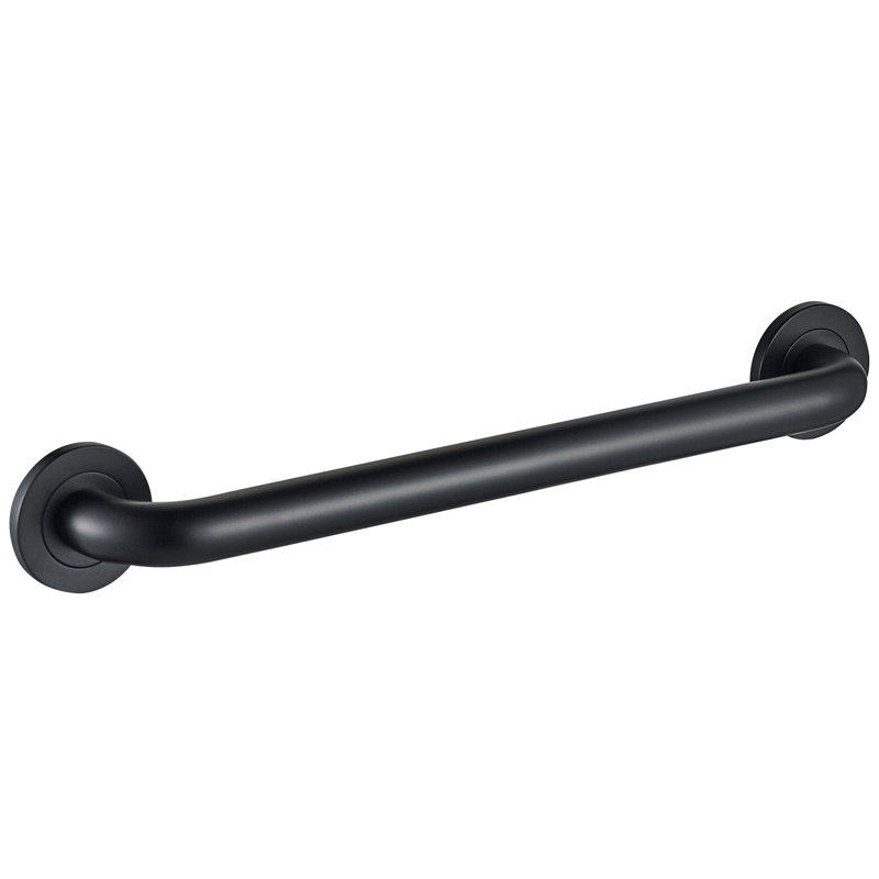 Round 24" ADA Compliant Brass Grab Bar - Matte Black, Matte Black, 24" W