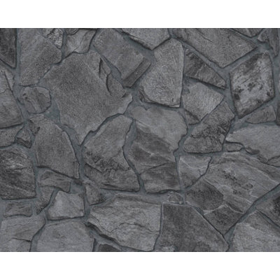 Concord Wallcoverings Textured Wallpaper Faux Featuring Stone Wall, 389367