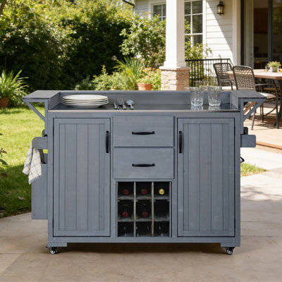 60.2''W Outdoor Kitchen Island With Wheels