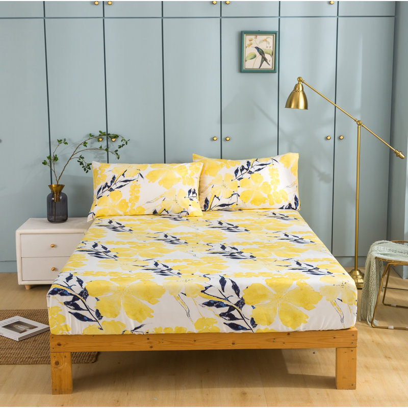 Sateen Floral Fitted Sheet, Cal King