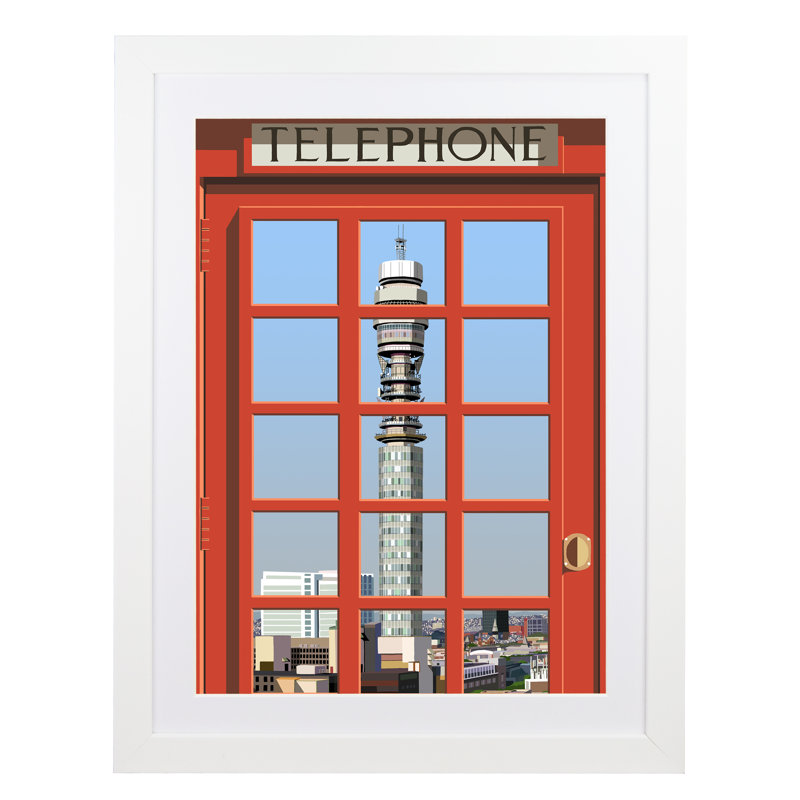 London Telephone Box 16 - Print, 50cm H x 40cm W x 3cm D, White Framed
