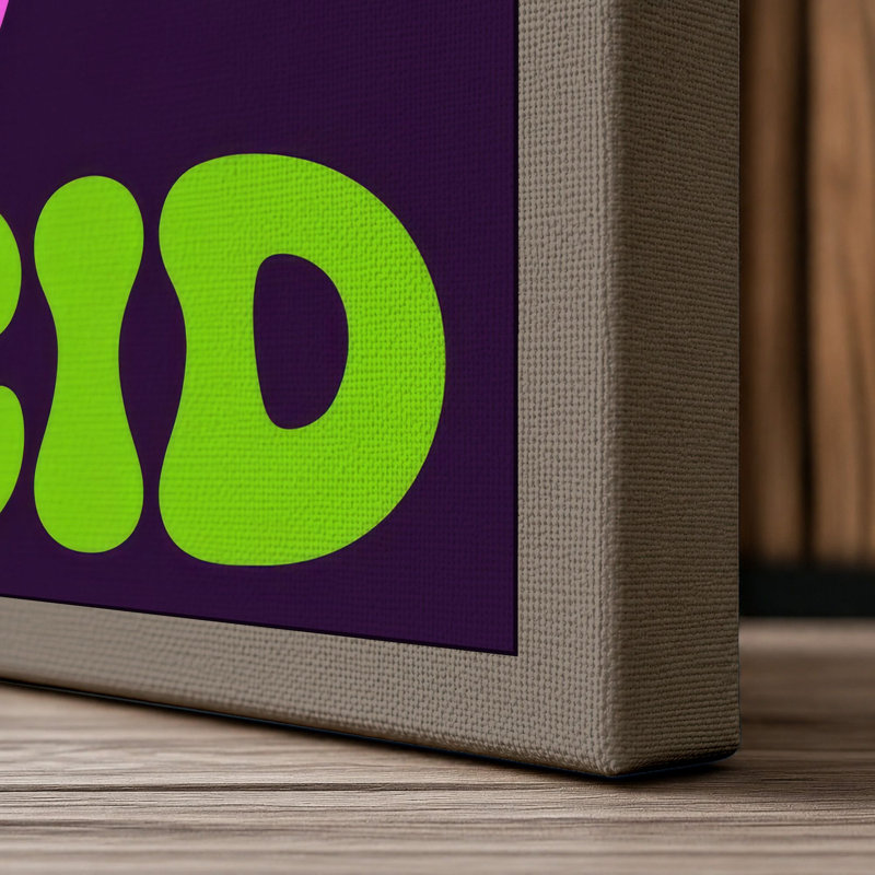 Acid Rave Retro 1 Piece Wrapped Canvas Wall Art, 24x16 - 61.0 x 40.6 cm, Taupe Border