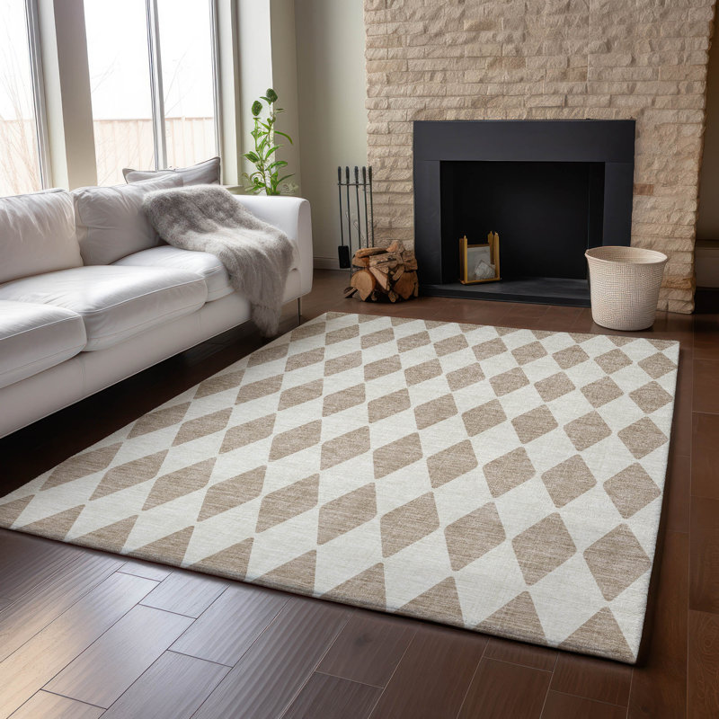 Tapis taupe Cerrito AMF578 lavable à la machine de qualité supérieure, Rectangle 10 pi x 14 pi
