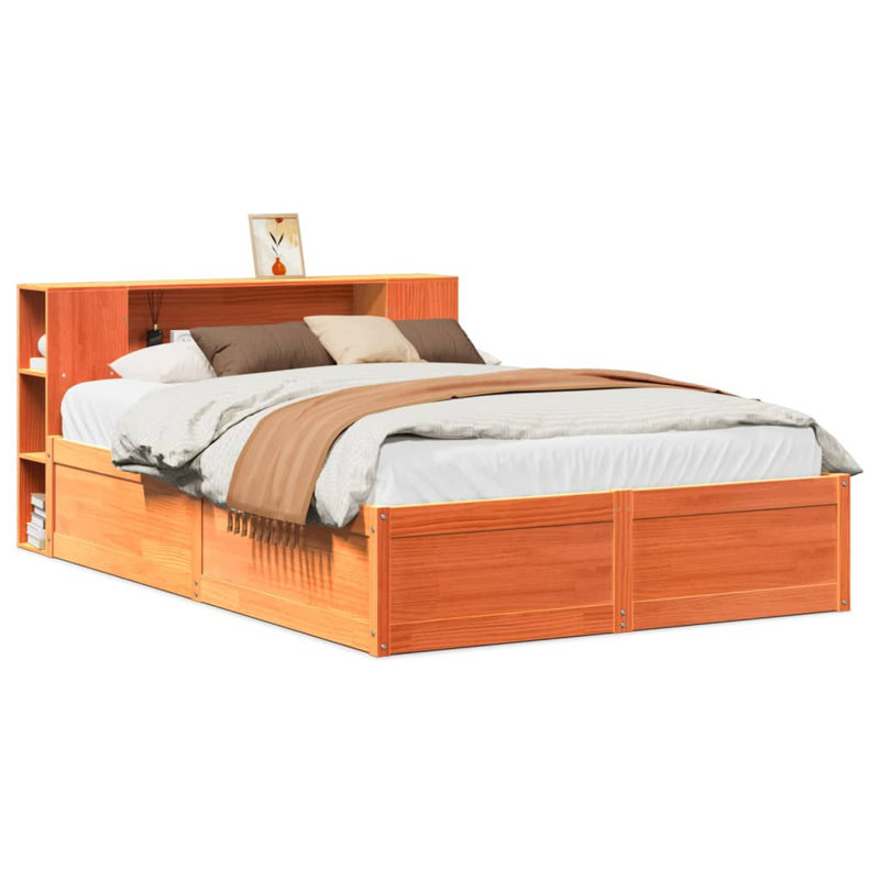 Aaydan Solid Wood Storage Bed, Wax Brown