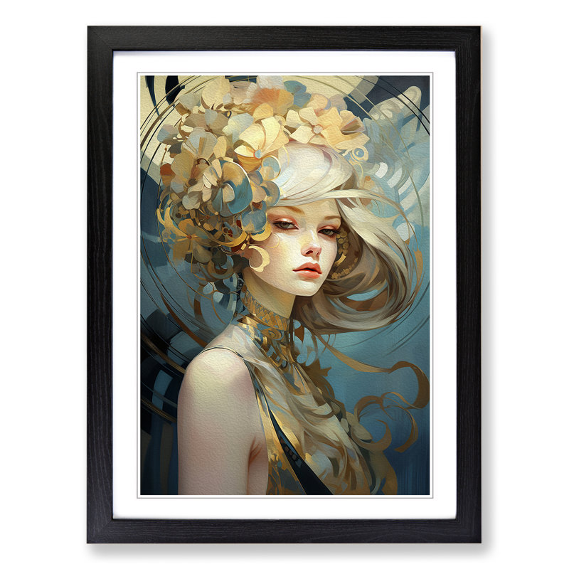 Art Nouveau Woman Futurism - Framed Print, Black Framed, 46cm H x 34cm W