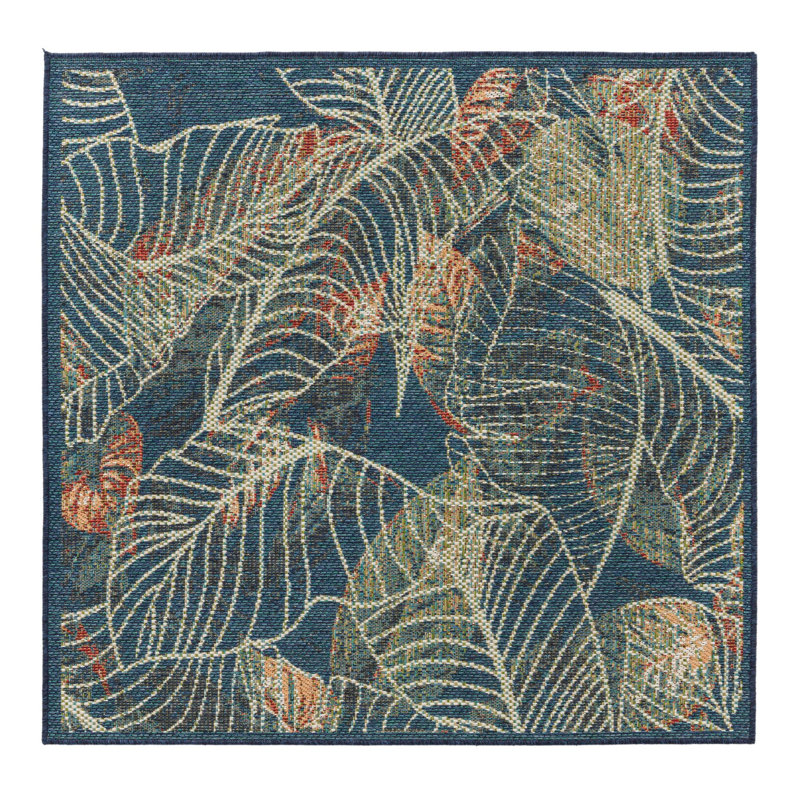 Torrence Floral Machine Woven Area Rug , Square 5'3"