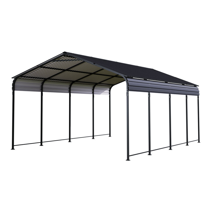Abri d'auto robuste en métal 12 x 20 pi avec toit en acier galvanisé, abri d'auto extérieur pour voitures, camions et bateaux