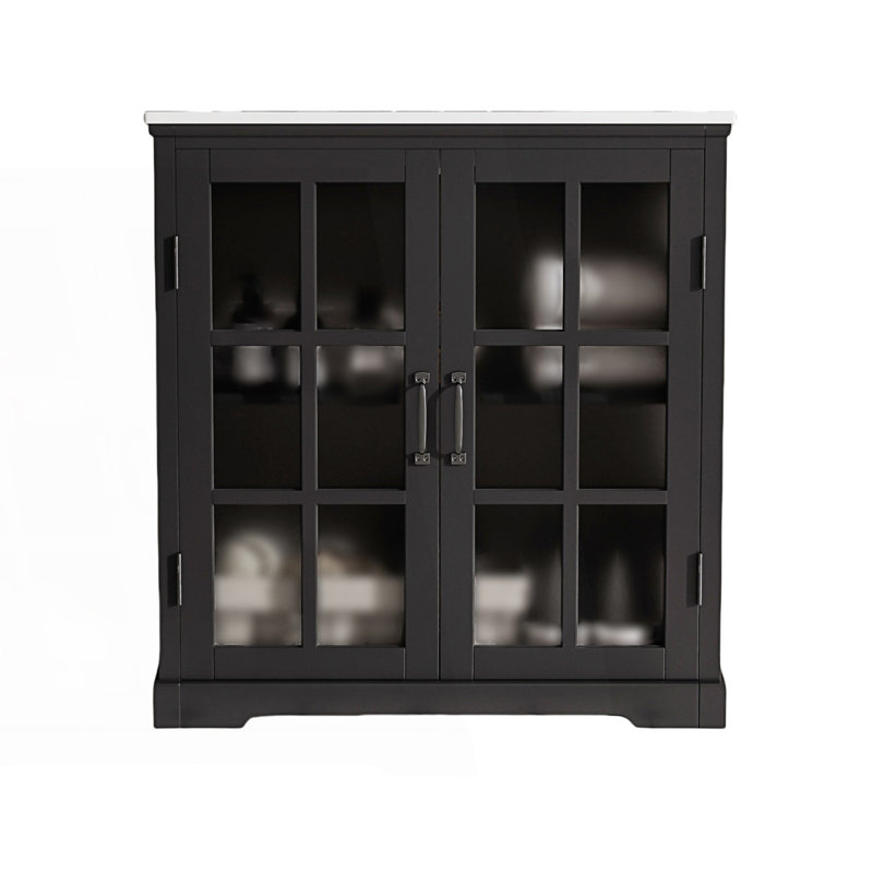 Meuble-lavabo moderne avec lavabo en céramique, meuble-lavabo avec porte en verre trempé, Noir mat