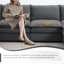 Canapé modulaire en chenille avec coussins doubles-466173739